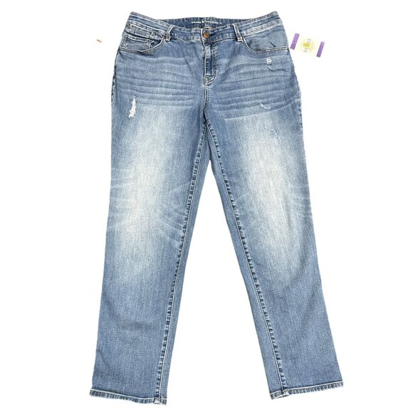 Chicos Womens 2/12 Platinum Boyfriend Jeans Light Wash Denim Distressed Stretch - Picture 13 of 13